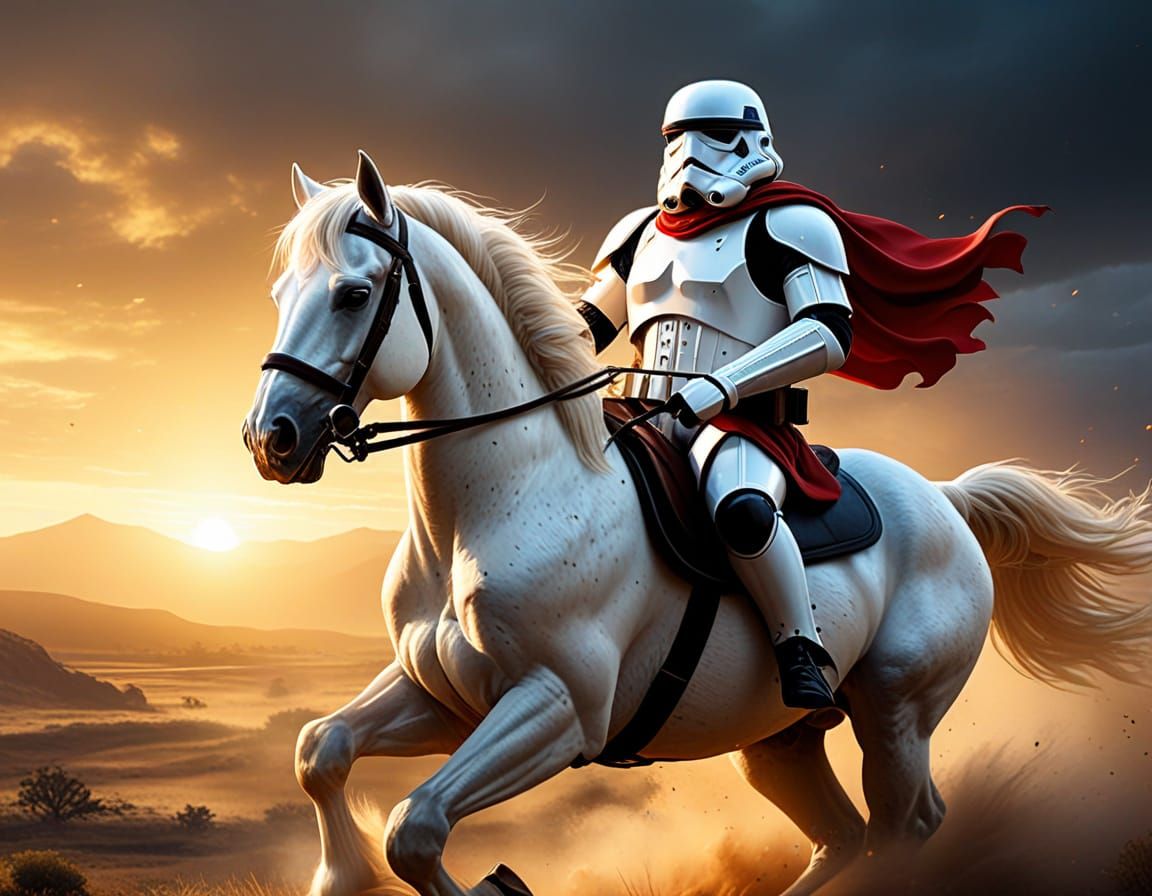 Stormtrooper on Horseback in Fantasy Art Style