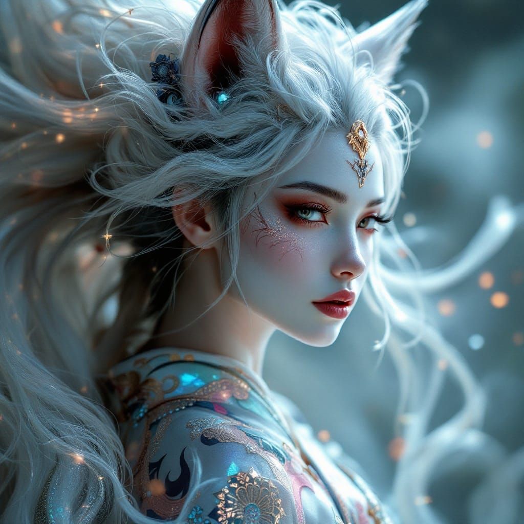 Ethereal Fox Kitsune in Delicate Beauty