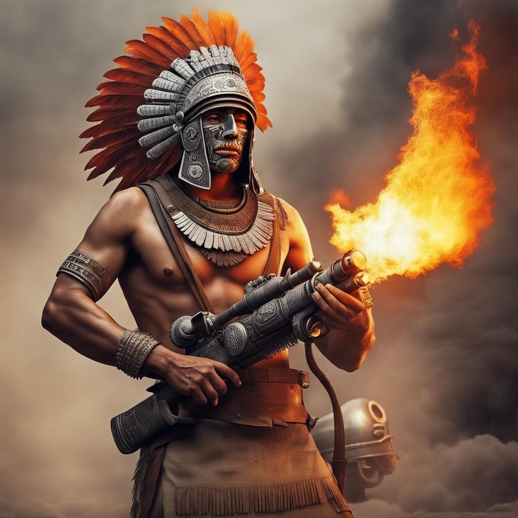 Aztec Warrior with Flamethrower in Industrial Age