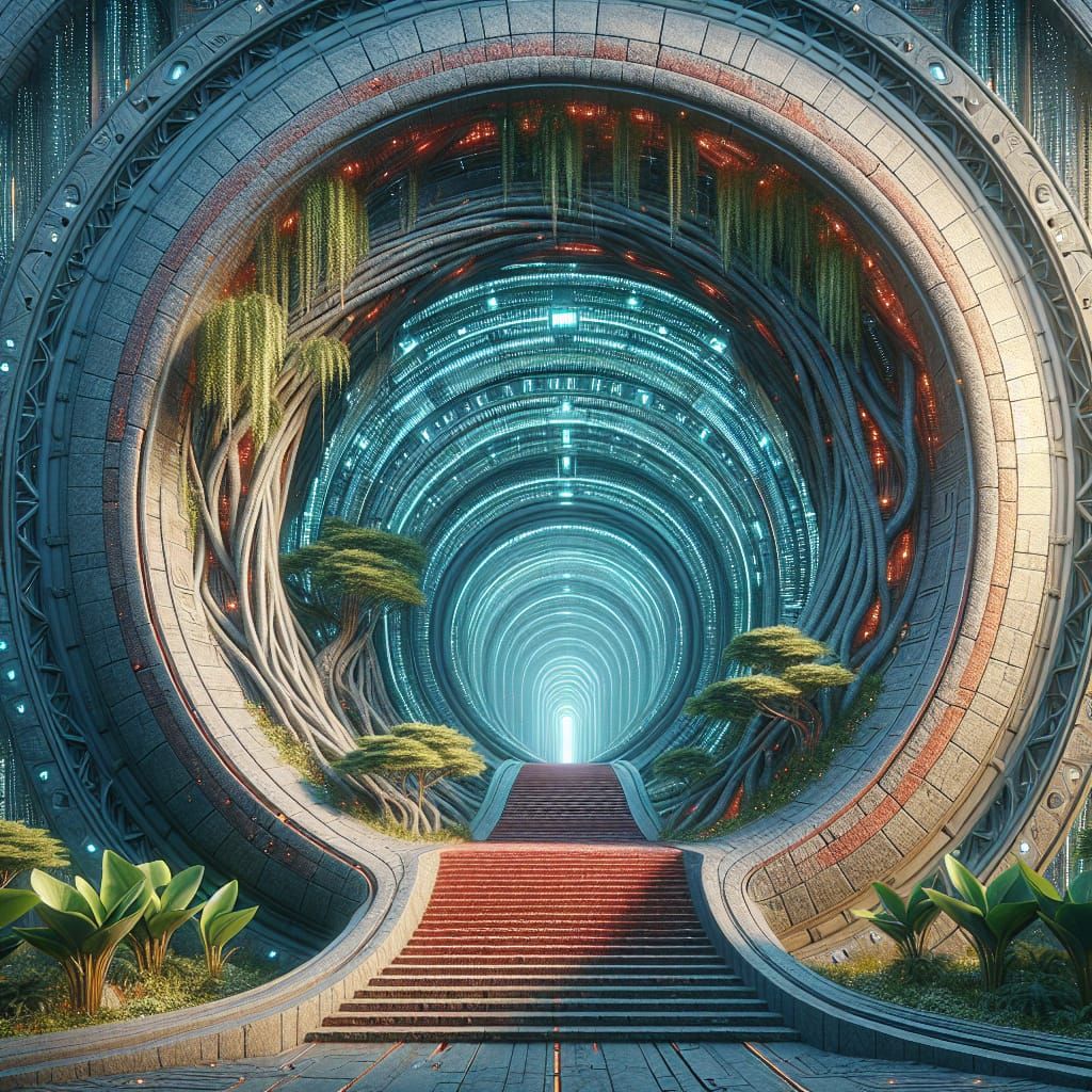 Pombaline Archway to Biotech Forest Digital Painting
