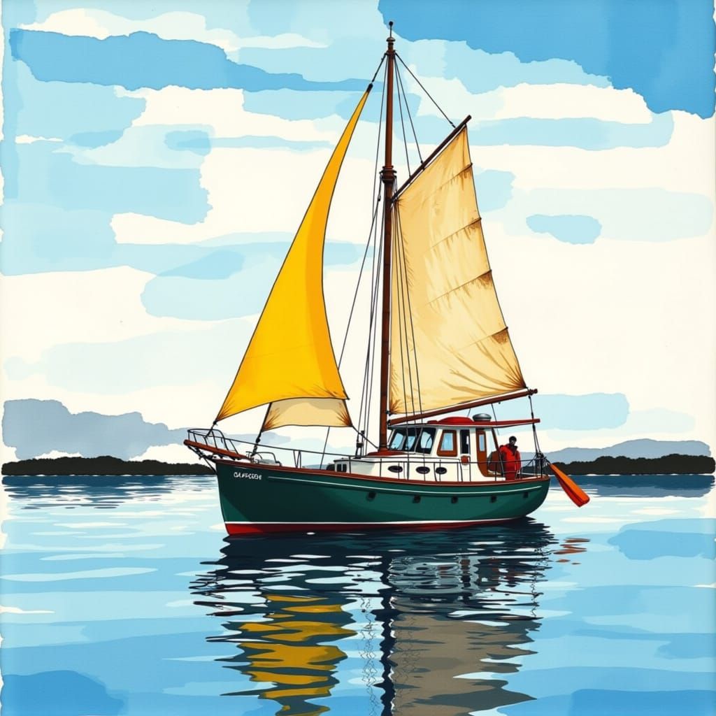Sailing Boat on Calm Sea