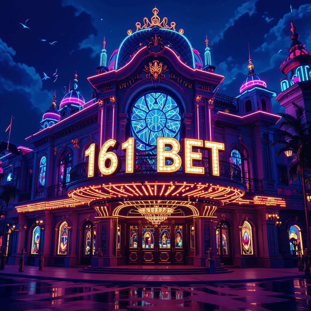 Opulent Casino Facade with Neon Lights - Matte Painting