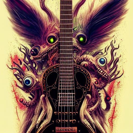 Colorful Animal Hybrid Musician in Ominous Horror Style