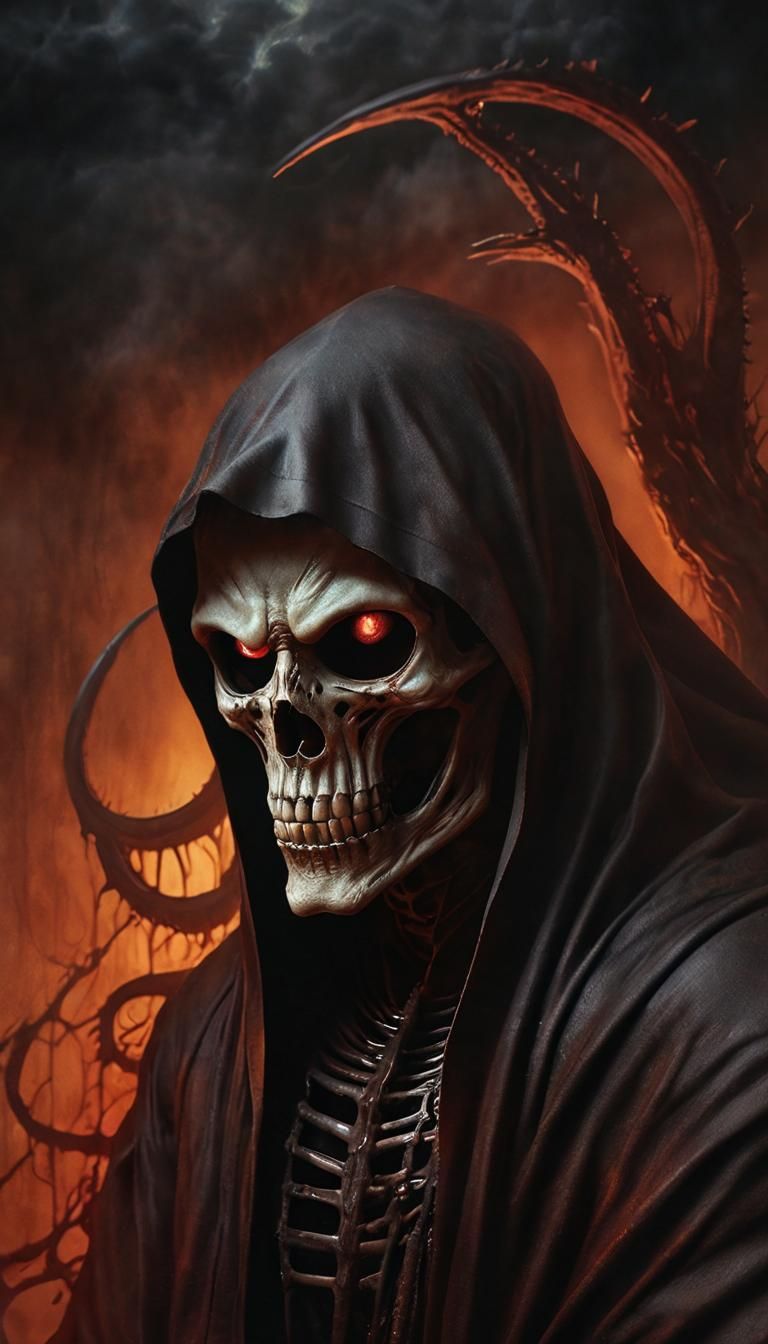 Grim Reaper's Inner Demons: A Surreal Portrait