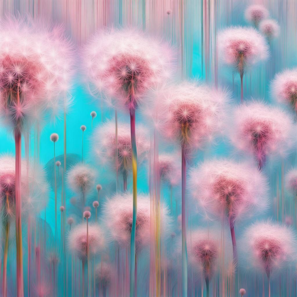Dandelions in Pastel Colors, Abstract Expressionism