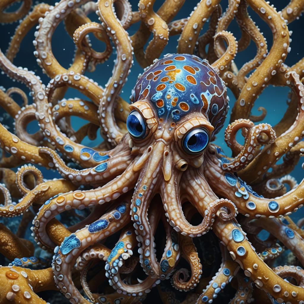 Coconut Octopus Hybrid Portrait in Detailed Digital Painting