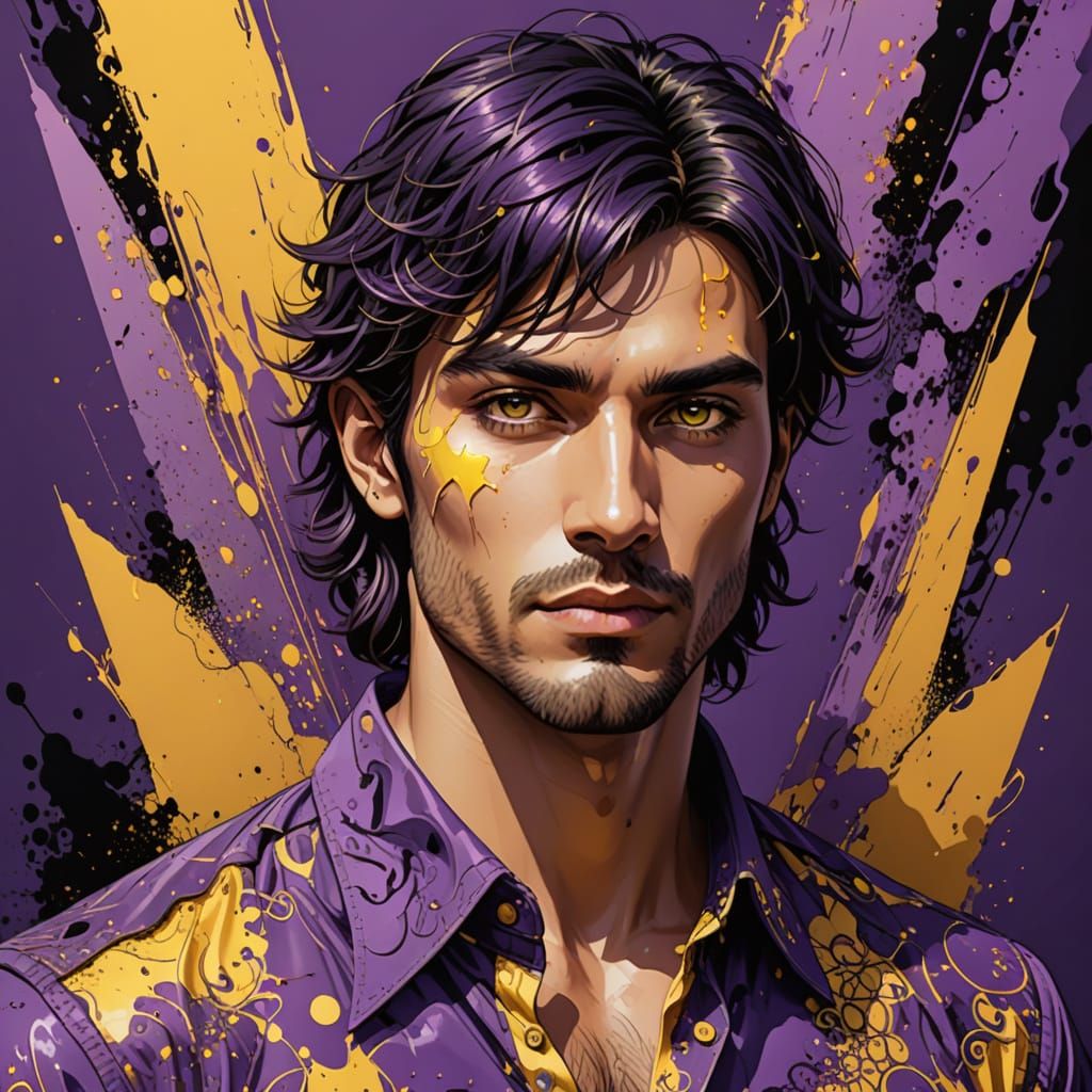 Abstract Paladin Portrait with Psychedelic Palette