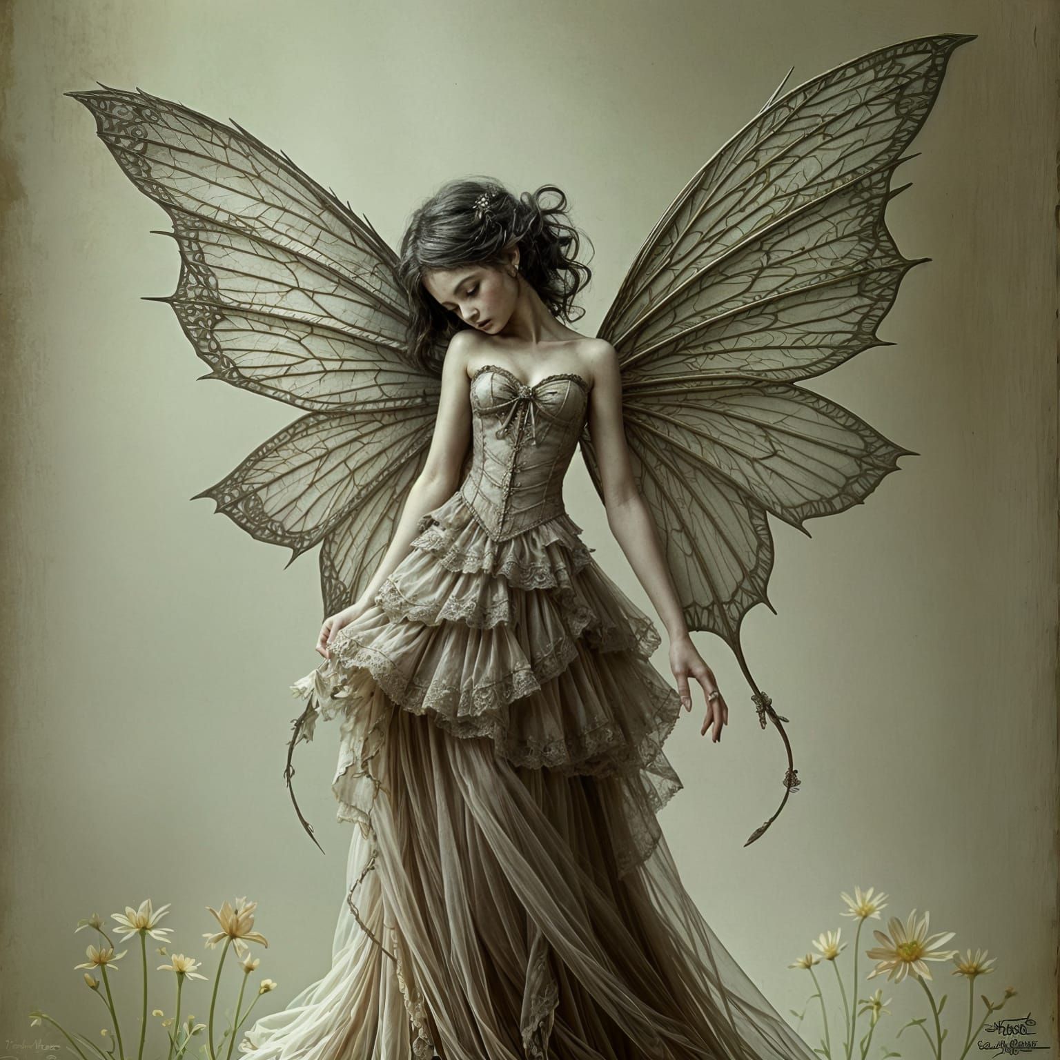 Winged Fairy in the Style of Dark Surrealism