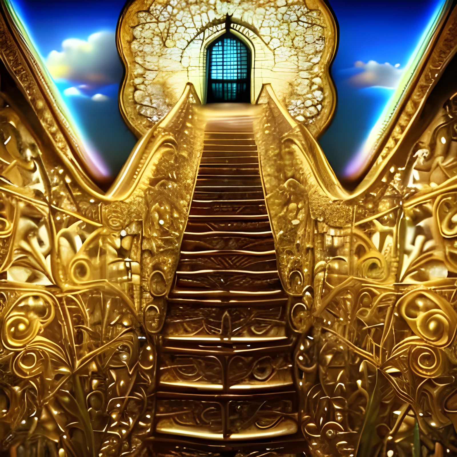 Heavenly Clouds and Sunshine Beams in Digital Art