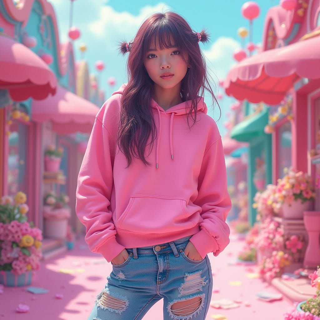 Pastel Kawaii Teen in Sugary Sweet World