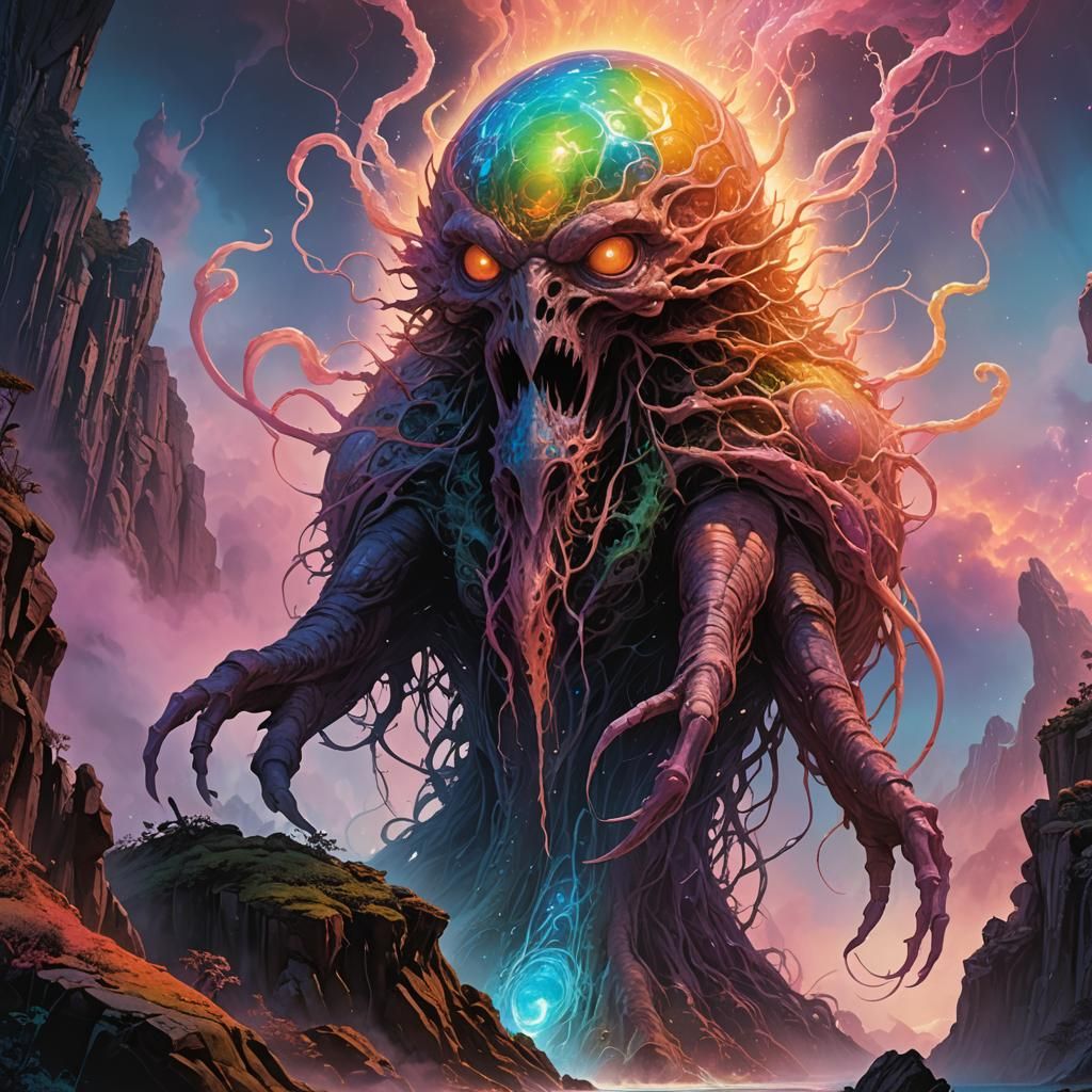 Optiglowbe Surveilling Psychic Island in Fantasy Concept Art