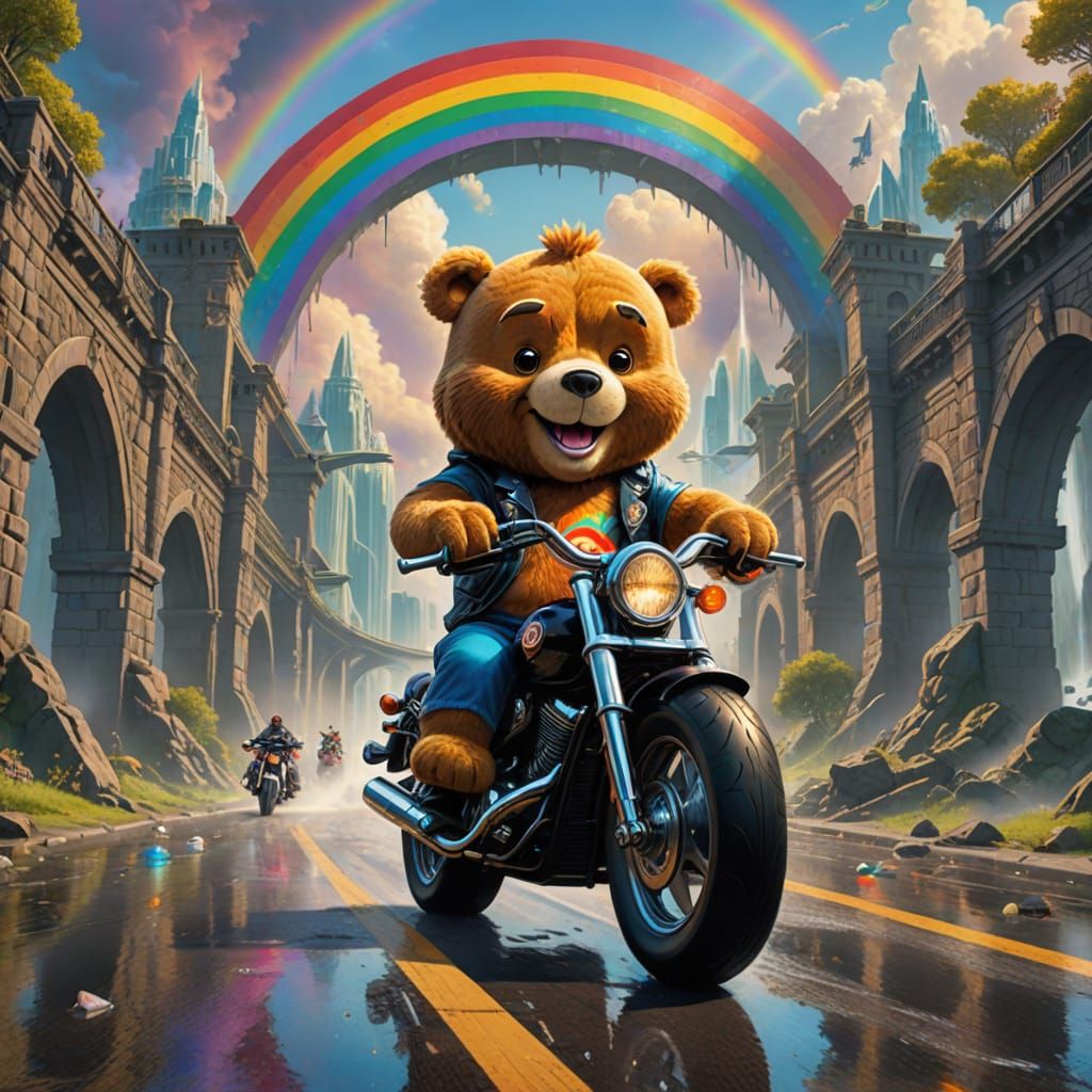 Care Bear Biker Rides to Valhalla: Cel-Shaded Art