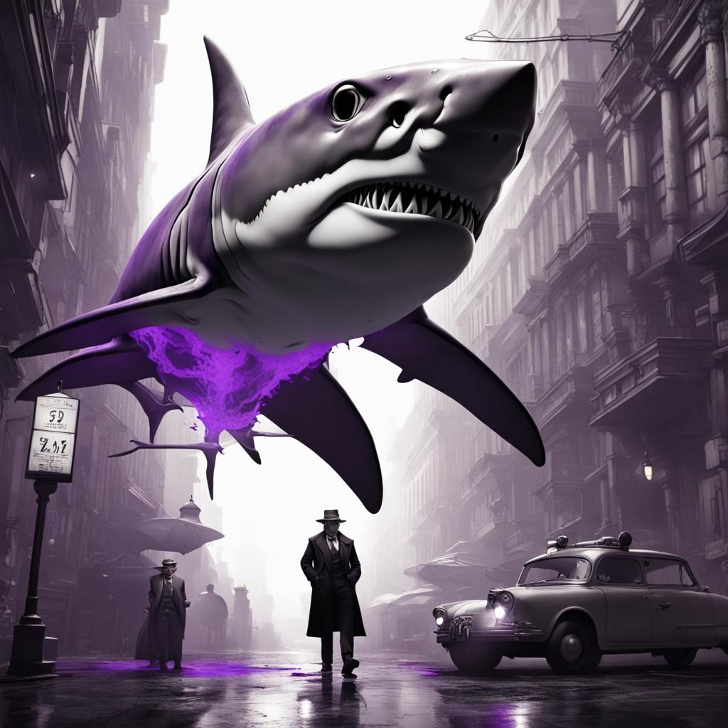 Detective Shark in Dark Fantasy Style