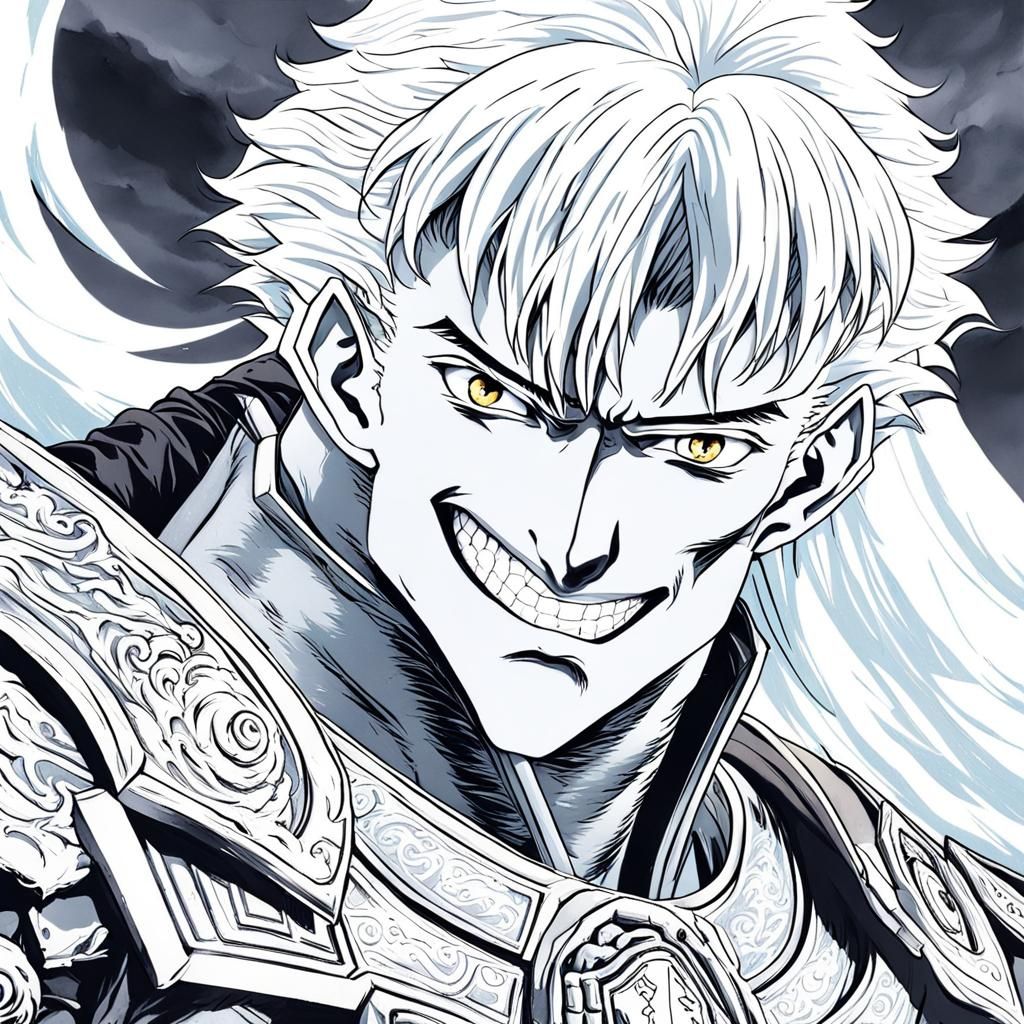 Griffith from Berserk Smiling in Anime Style