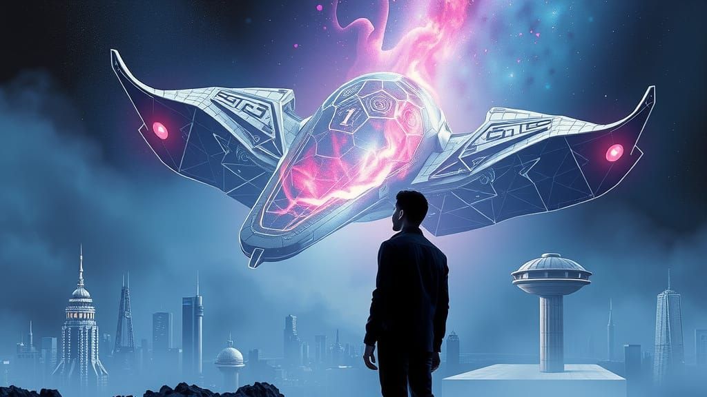 Contemplative Figure in a Futuristic Metropolis