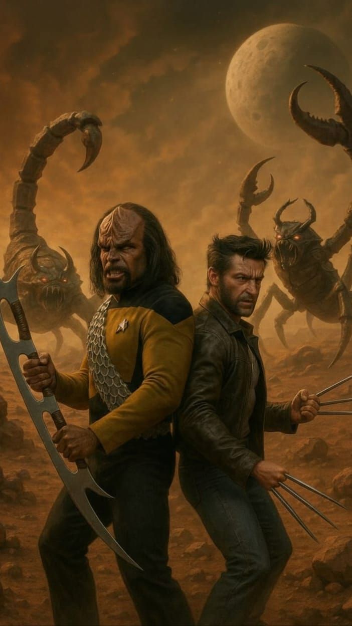 Worf and Wolverine Battle Alien Scorpions in Photo-Realistic...