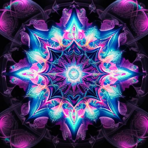 Praying Hands in Abstract Neon Style