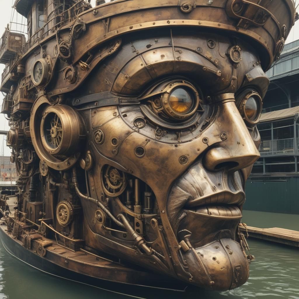 Steampunk Face Boat: A Massive Sideview