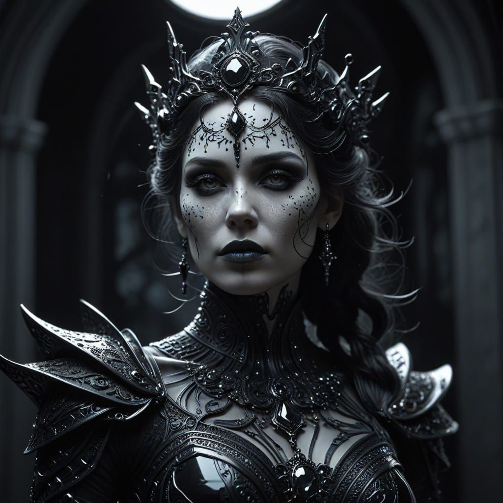 Celestial Goth Queen in Dark Fantasy Concept Art