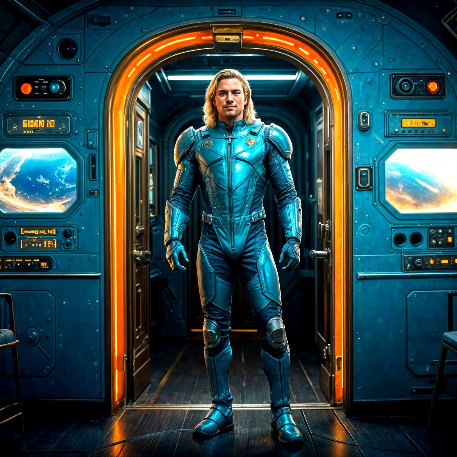 Dramatic Starman in Oval Spacecraft Doorway