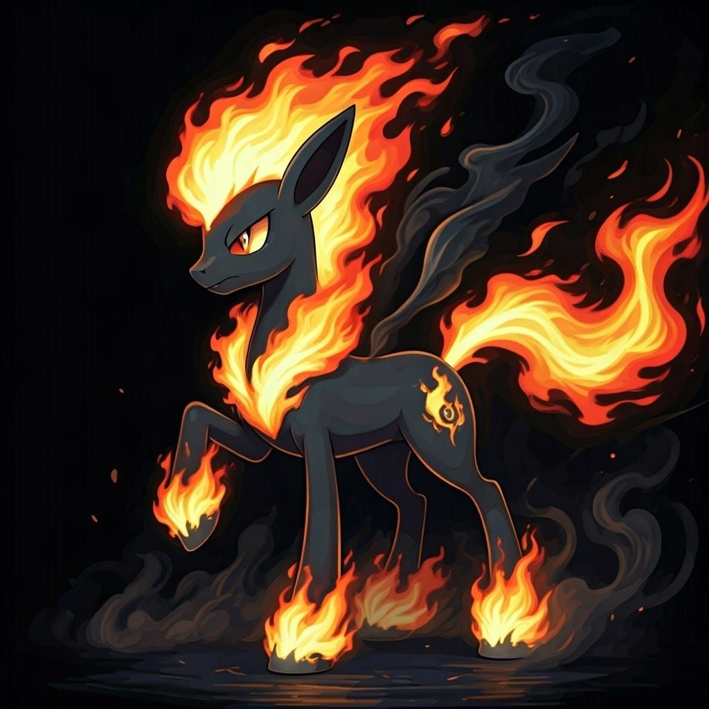 Fiery Pony Pokemon in Anime Key Visuals Style