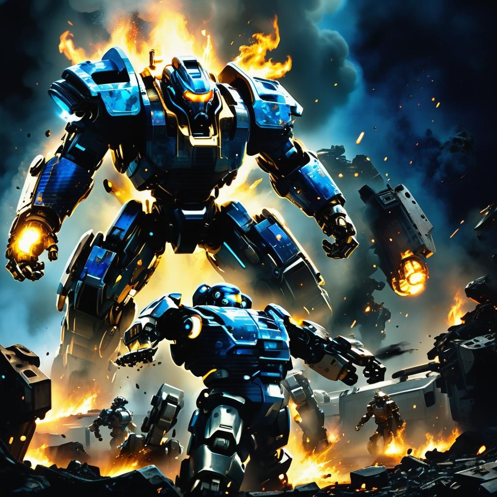 Biorobots Charging into Battle: Sci-Fi Illustration