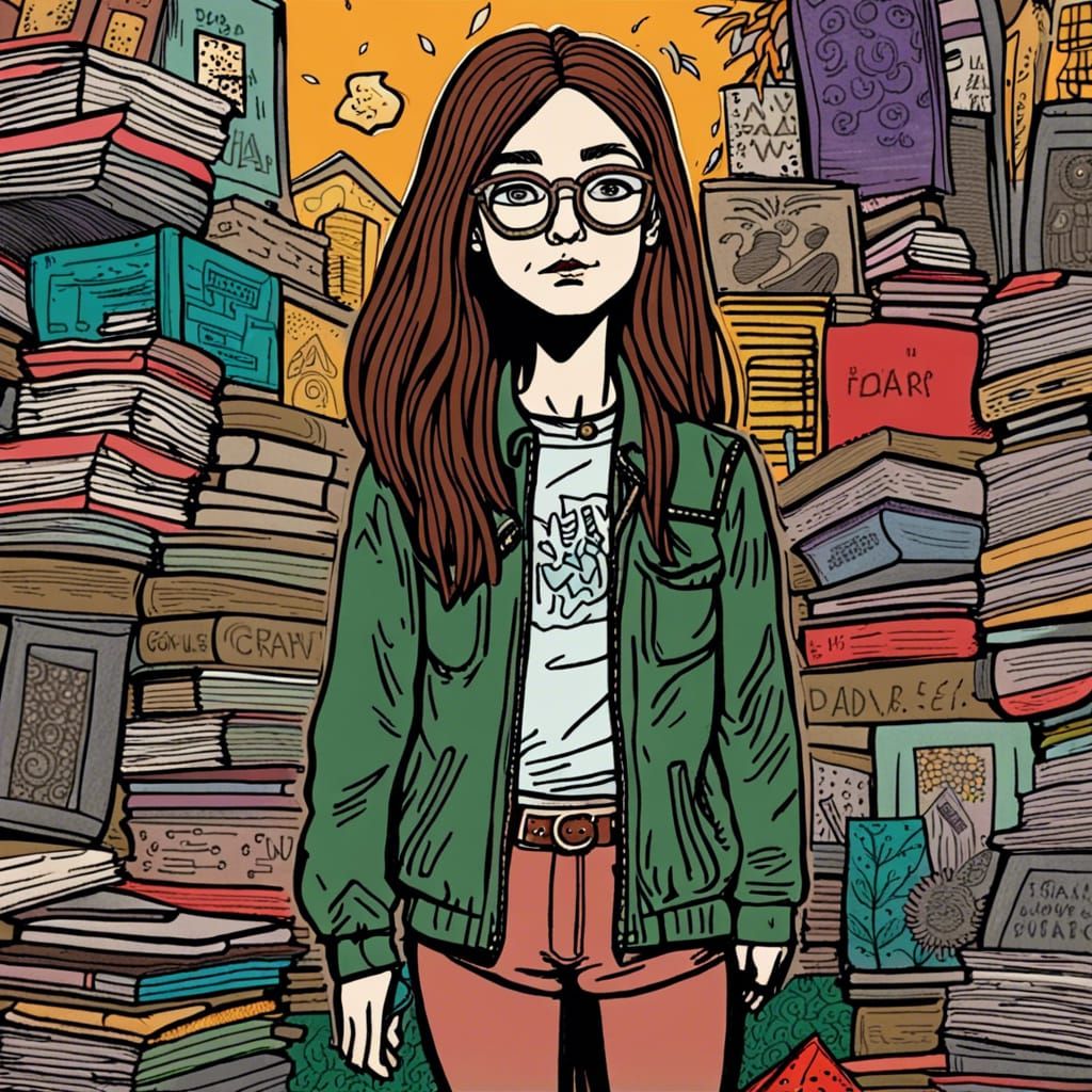 Daria Cartoon Character in Pen and Ink