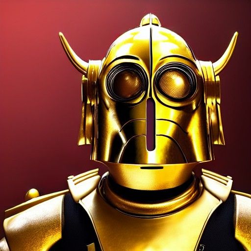 C-3PO as Japanese Oni Samurai, Photorealistic Portrait