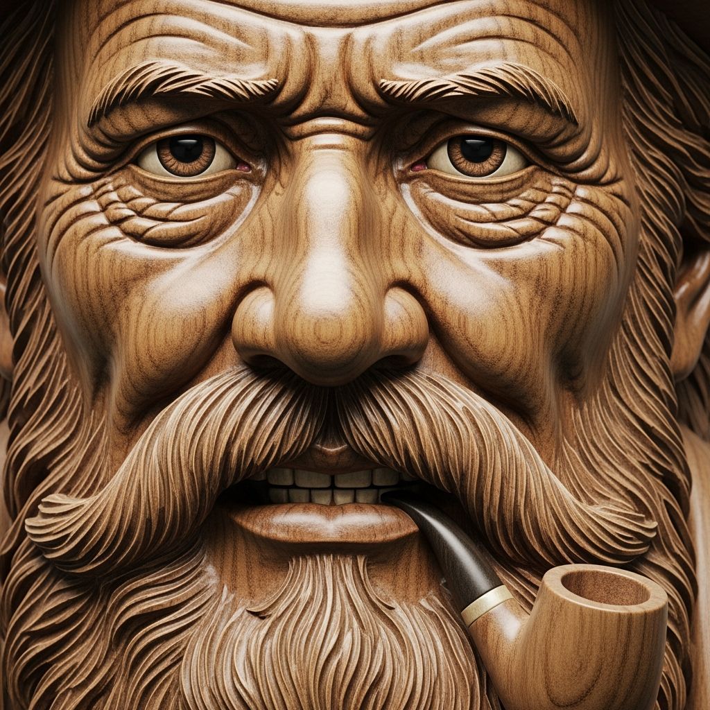 old fisherman wooden carving