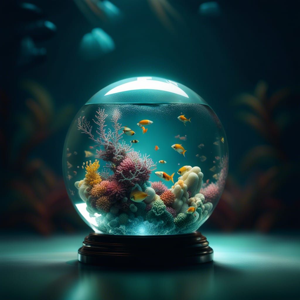 Aquarium in Glass Sphere: Photorealistic CGI Art