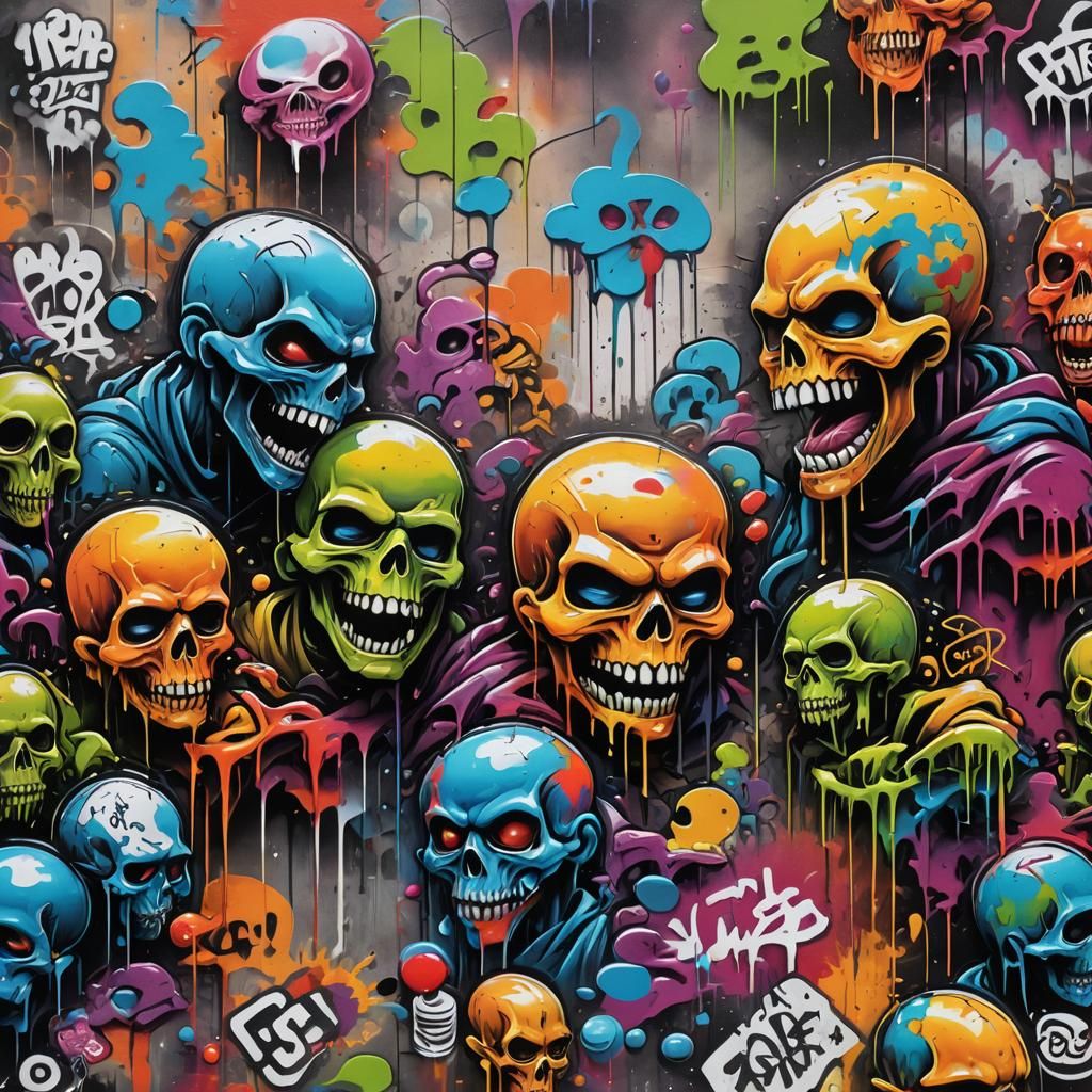 Graffiti Art of Sworn Enemies in Splash Art Style