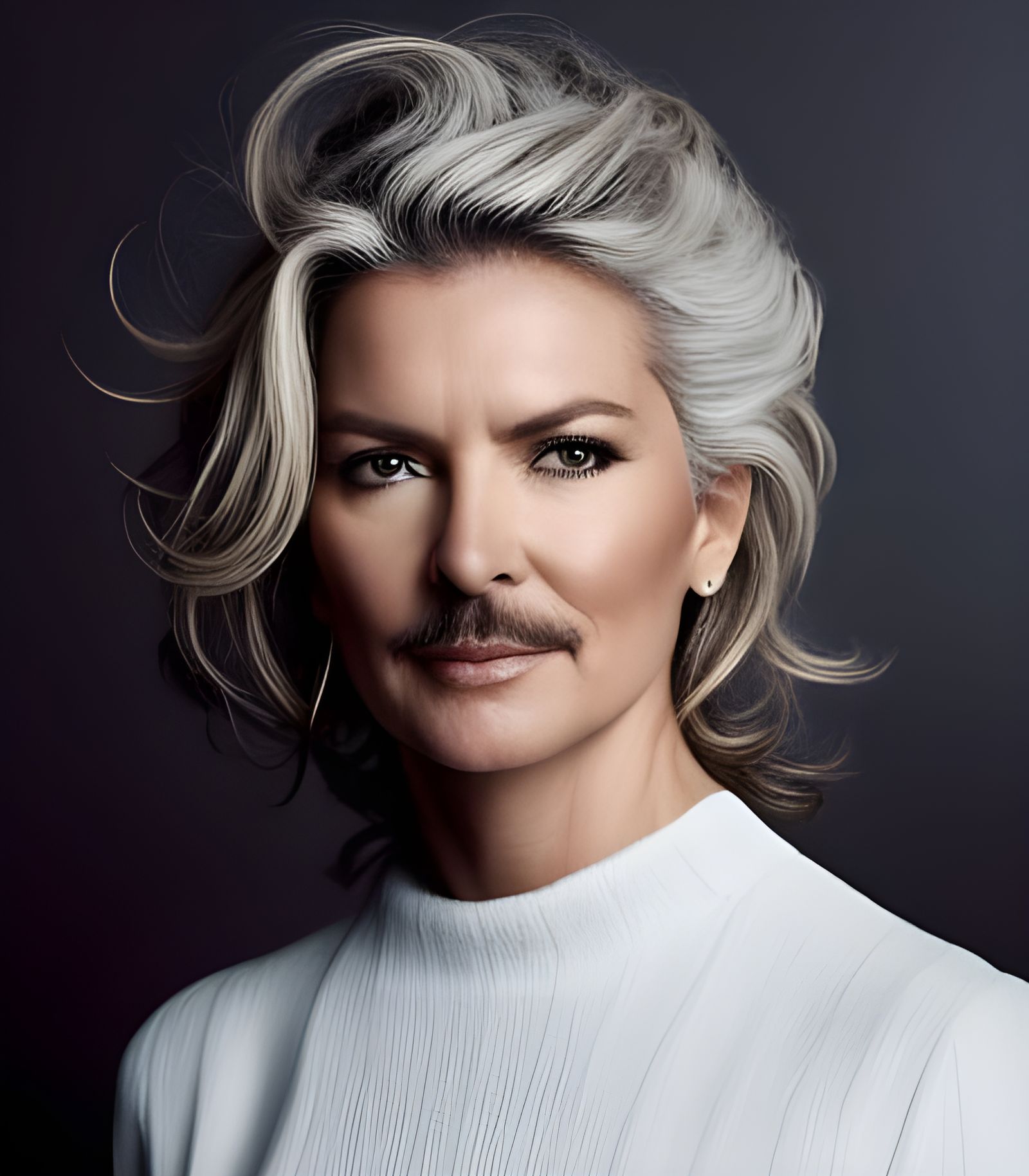 Shania Twain with White Mustache in 8k