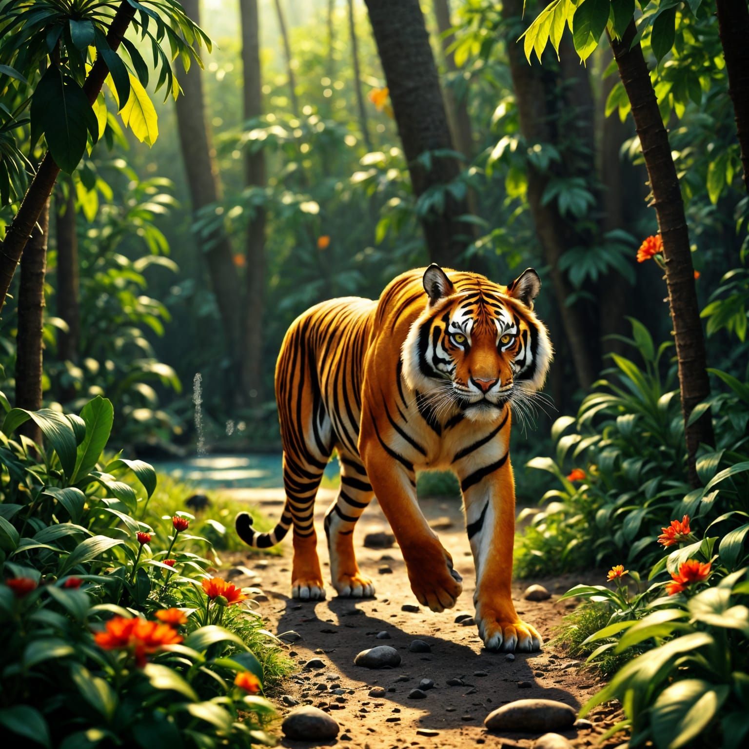 Vibrant Jungle Tiger in Hyperrealistic Film Style