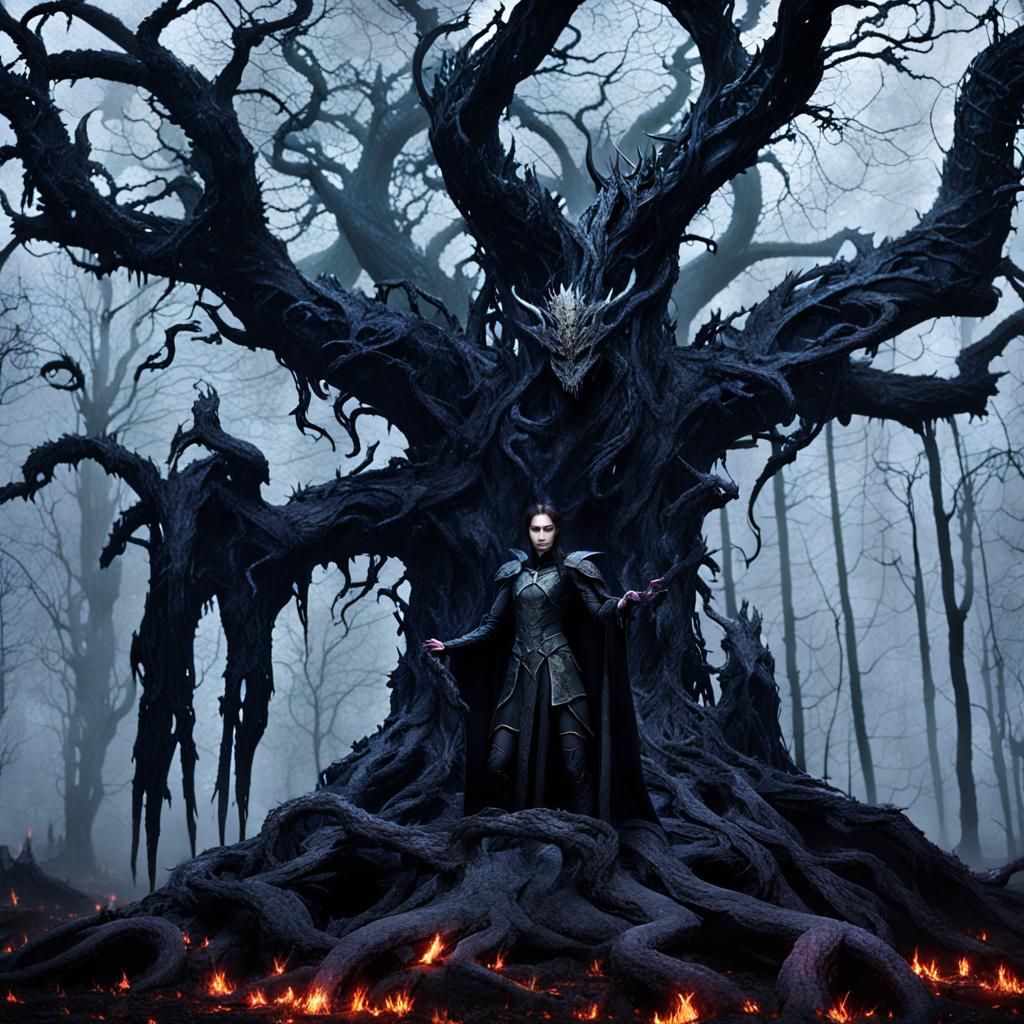 Mystical Vampire Kingdom in Forest with Dragons