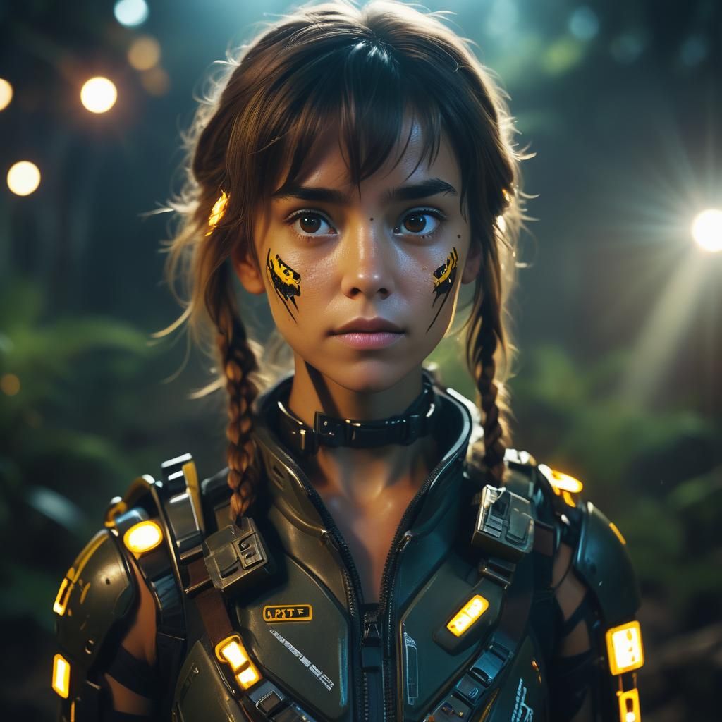 Binary Robot Portrait in Film Grain Style