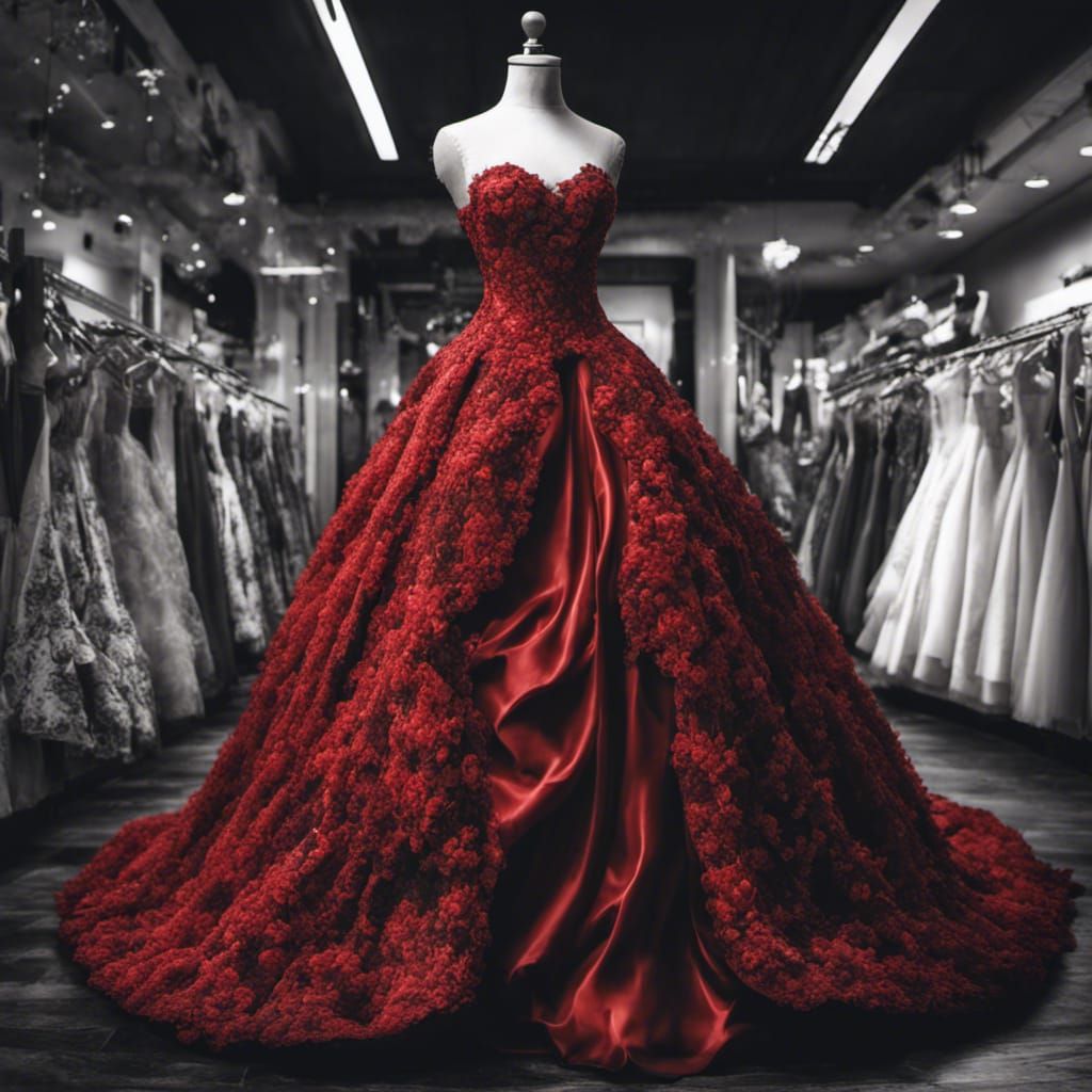 Detailed Ballgown Mannequin in Dramatic Colors