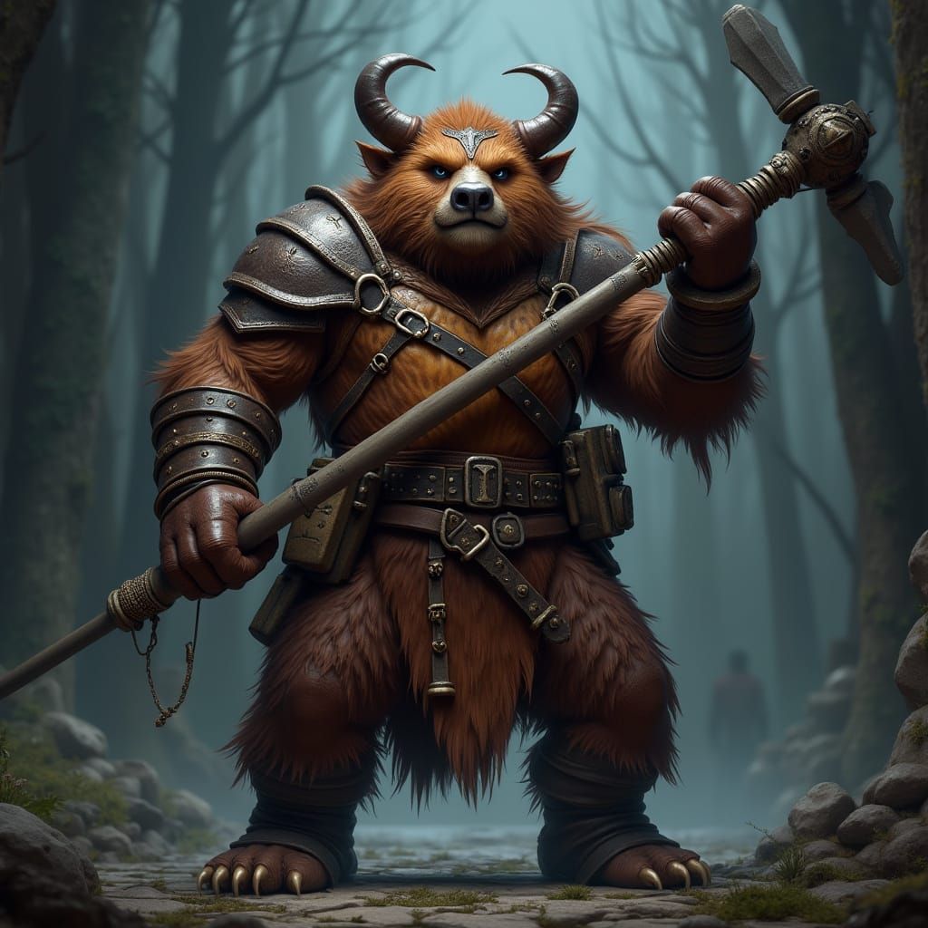 Bugbear Barbarian Heroic Portrait in Realistic Style