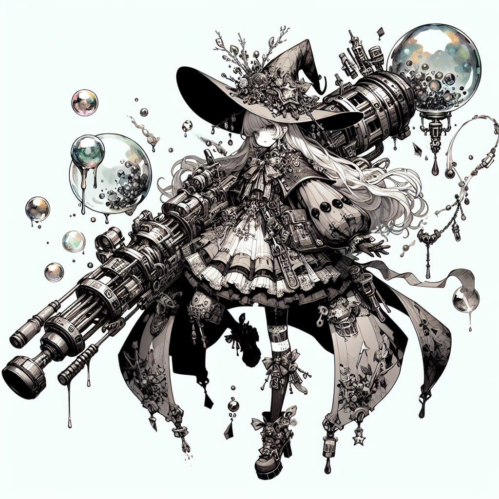 Biopunk Witch Ready for Action in Anime Style