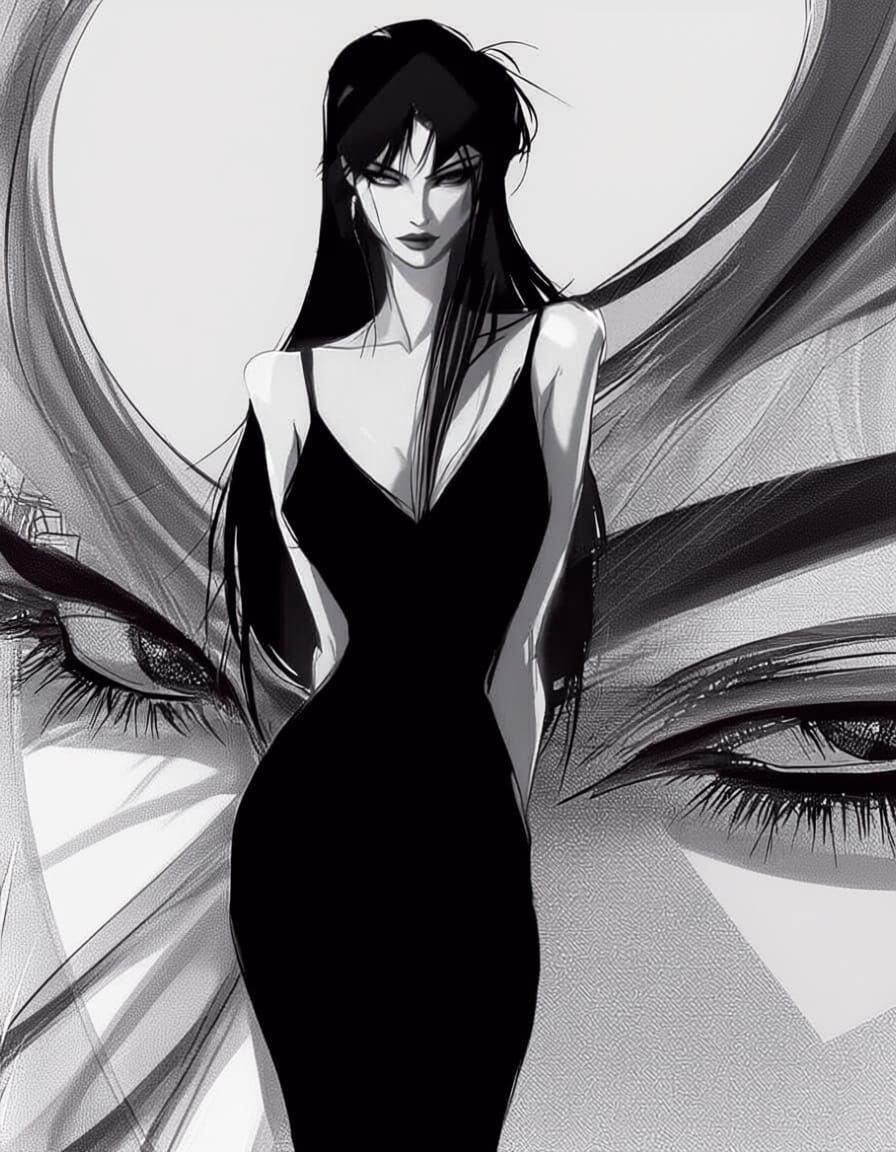 Enigmatic Woman in Bold Monochrome Style