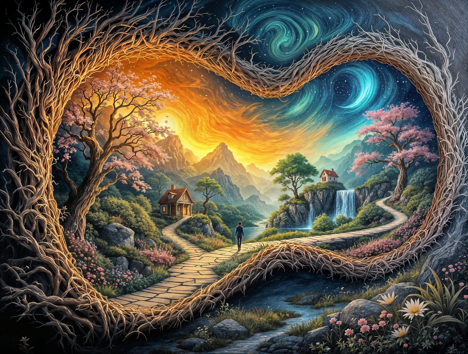 Fantastical Guitar World in Impressionistic Brushstrokes