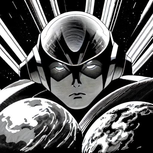 Android Face in Space: Comic Book Style