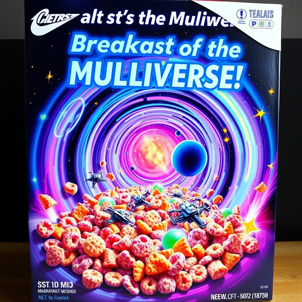 A cereal box with a portal-like design