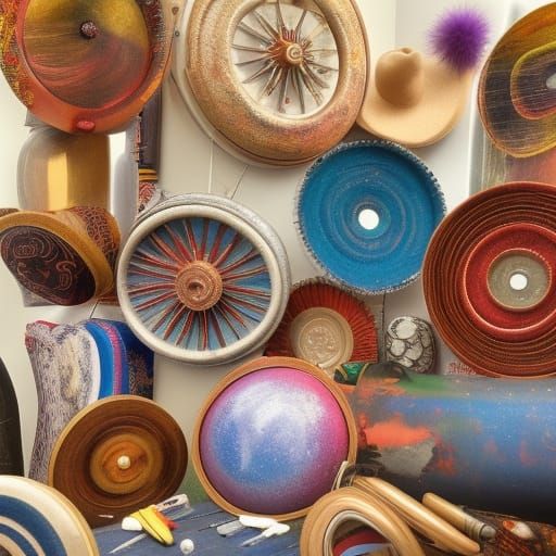 Craft Shop with Potters and Spinning Wheels