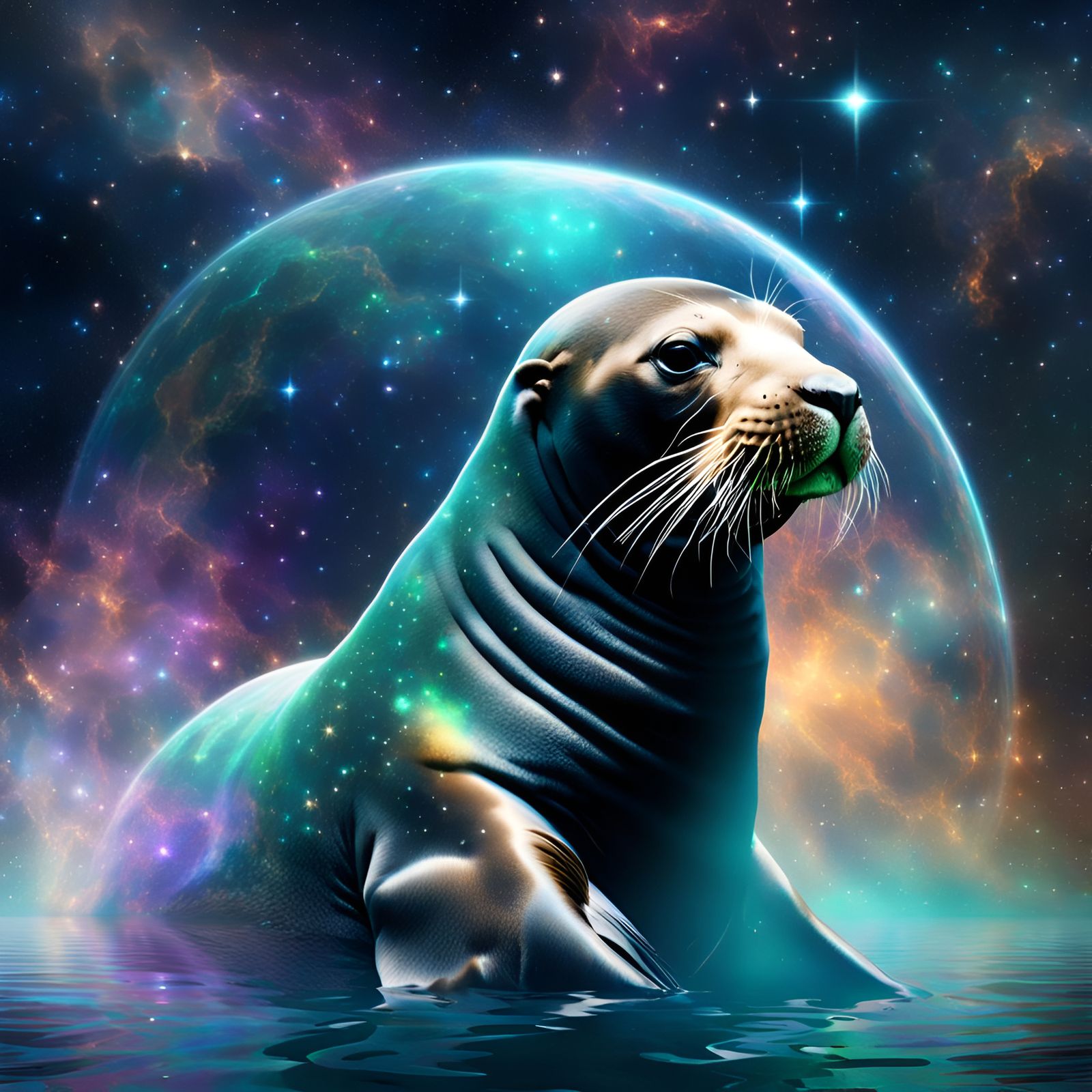Holographic Sea Lion in Outer Space