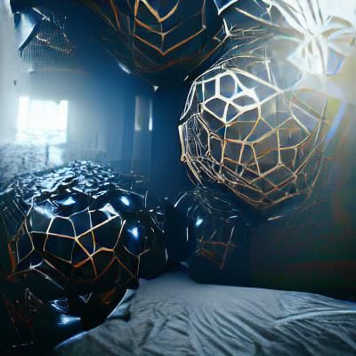 Futuristic Dodecahedron Room Interior