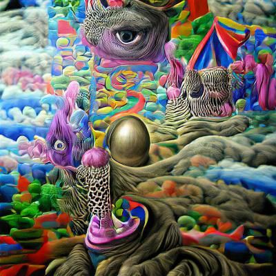 Psychedelic Surrealism: Detailed Painting of the Far Realm