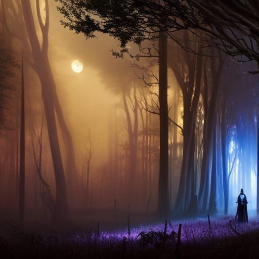 Gothic Moonlight Forest in Dark Fantasy Style