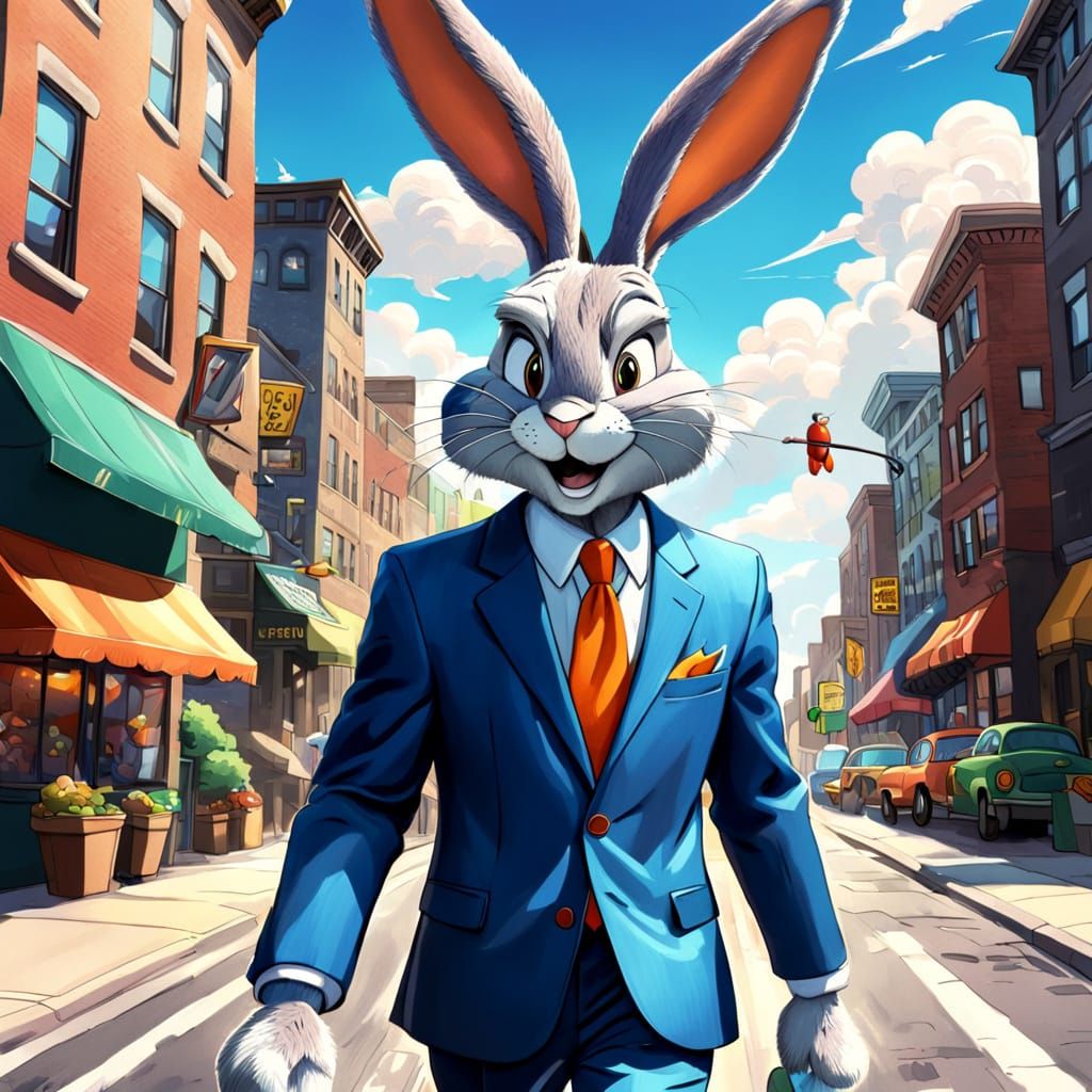 Human Bugs Bunny Brings Comedic Style to the City Streets