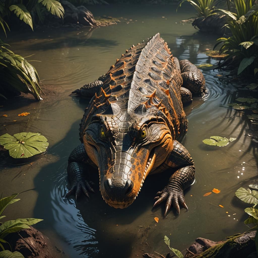 Hyperrealistic Portrait of Alligator Alien Creature