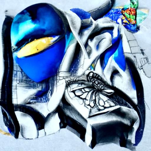 Blue Goddess with Butterfly Wings in Astral Temple